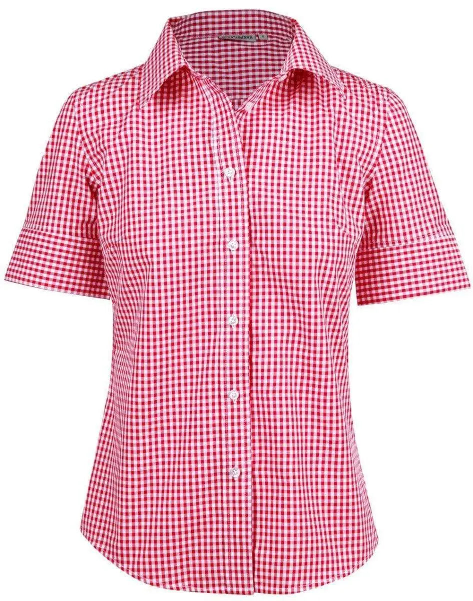 BENCHMARK Ladies’ Gingham Check Short Sleeve Shirt M8300S Metro Workwear.